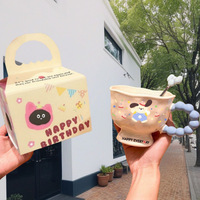 Tasse en céramique motif dessin animé chiot et lapin, très prisée, pour couples, idéale pour les anniversaires de filles