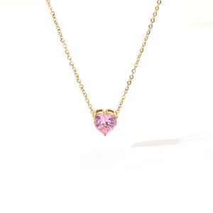 18Kゴールドメッキ女性可憐な低感度変色フリーステンレススチールクリスタルラインストーンチャームハートネックレス女性用 - Product Image 6