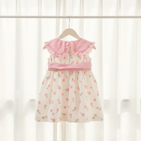 Robe personnalisable pour filles, imprimé floral, style princesse, manches courtes mignonnes, légère, été, mélange 95% coton 5% polyester
