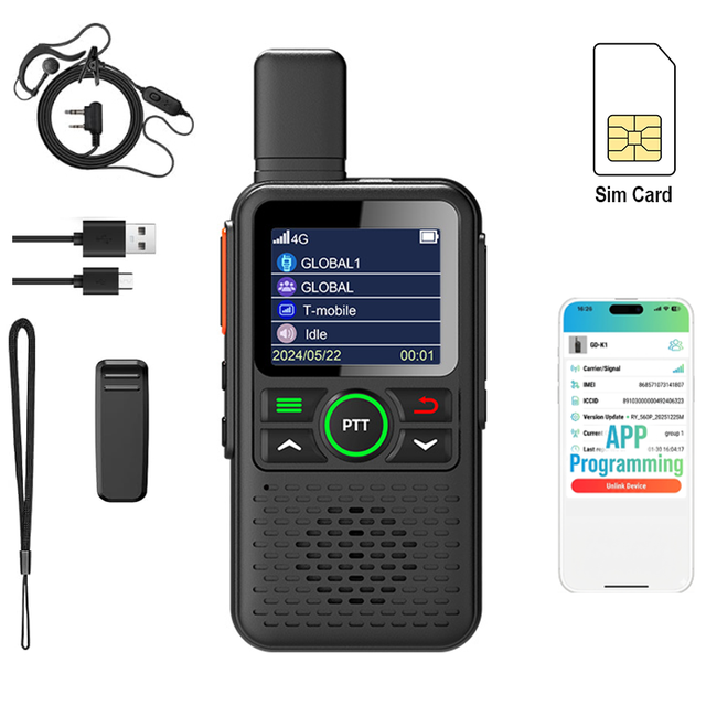 GaodaPTT K28 Unlimited Range 4G LTE PoC Radios Walkie Talkies Portable Lifetime Free Mini Two Way Radio with Sim Card