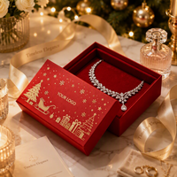 Boîte cadeau de Noël rouge de luxe personnalisée avec logo en feuille d'or, boîte d'emballage rigide en carton pour bijoux, fournisseur en gros
