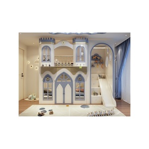 <span class=keywords><strong>Lit</strong></span> superposé en bois massif JS Blue Castle pour enfants, <span class=keywords><strong>lit</strong></span> de princesse pour fille avec glissière et rangement, ensemble de meubles pour chambre d'enfant - Product Image 4