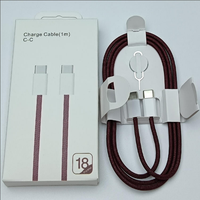 Kabel Pengisian Cepat USB-C ke Type-C Berkualitas Tinggi 60W 3A, Berbahan Tembaga Murni dengan Kotak, 1m untuk Ponsel 15/16/17/18 Pro Max