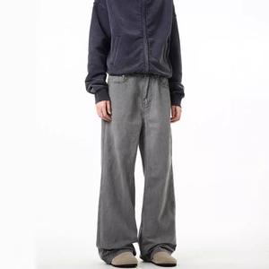 Jean gris vintage polyvalent taille haute pour homme, coupe droite, délavé et déchiré, style décontracté, printemps-automne - Product Image 3