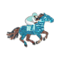 Patch brodé personnalisé à sequins motif cheval de cowboy western, applique thermocollante pour vêtements, chapeaux, sacs et accessoires