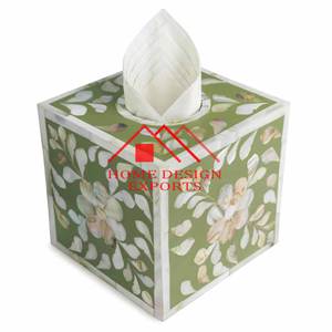 Caja de pañuelos con incrustaciones de hueso con diseño de patrón de aspecto, soporte para vajilla de boda, caja de baratija de almacenamiento con incrustaciones de hueso de diseño elegante - Product Image 1