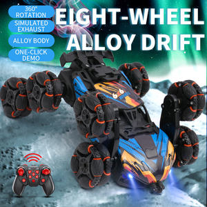 รถของเล่นบังคับวิทยุไฟฟ้าแปดล้อแบบสั่งทำพิเศษสำหรับเด็ก รถโลหะผสมหมุนได้พร้อมเอฟเฟกต์พ่นควัน ควบคุมด้วยรีโมท - Product Image 3