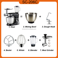 Mixeur vertical électrique 4-en-1 de haute qualité 1000W 5L avec hachoir à viande automatique et blender, conception à tête inclinable pour la pâtisserie domestique