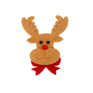 Adorno Navideño de Cabeza de Ciervo con Lazo Rojo Decorativo de 8x11mm - Product Image 1