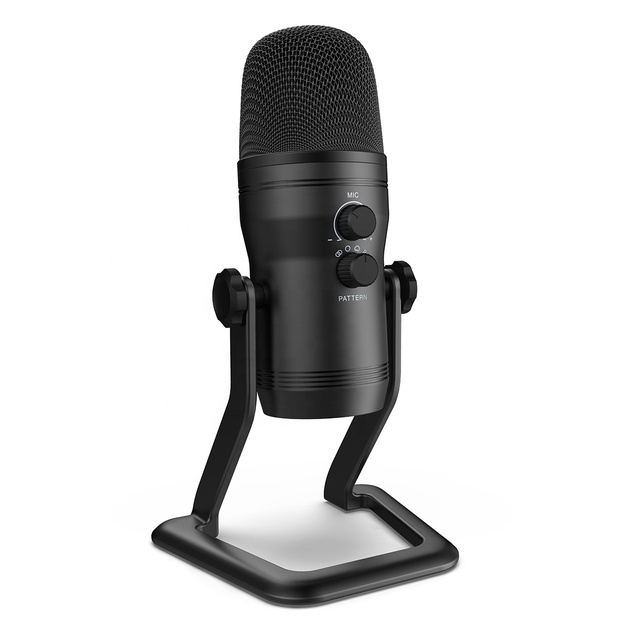 Professional Metal Wired USB Condenser Microphone with Mute Button for Desktop Broadcasting & Live Streaming