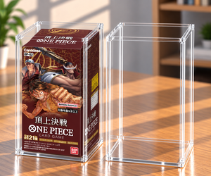 Estuche de exhibición de acrílico con tapa magnética para <span class=keywords><strong>One</strong></span> <span class=keywords><strong>Piece</strong></span> Card Game OP-02 Paramount War Booster Box, 5 mm de grosor, impermeable, 99% protección UV - Product Image 1