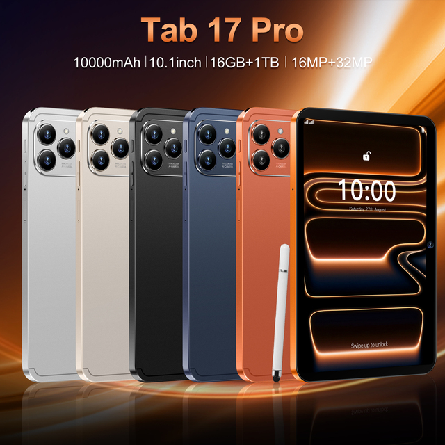Best Selling  Tab 17 Pro 16GB 1TB Large Storage 10.1 Inch FHD Screen Android 15 4G Network Global Version Educational Tablet