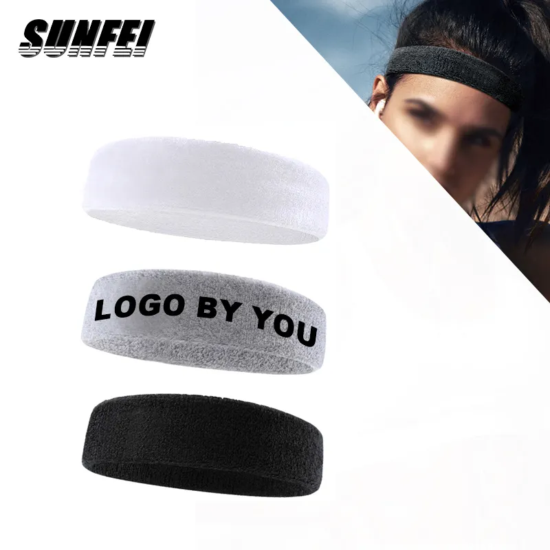 SUNFEI Absorbent sport headband custom headband cooling Sweatband For Men Yoga Hair Band Running Fitness sport elastic headband