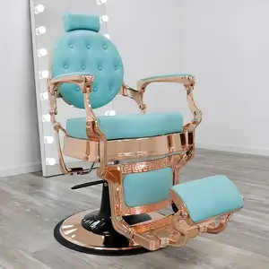 beauty salon rose gold barber chair blue