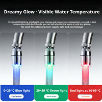 Aérateur de robinet LED chromé Hydropower, anti-éclaboussures, capteur de température, 3 couleurs changeantes, buse de robinet sans batterie pour salle de sport et toilettes
