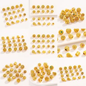 Nantong <b>Copper</b> Plated Gold Hollow Spacer Beads Mixed Shapes Zircon Inlay For <b>Bracelet</b> Making DIY Jewelry Accessories - Product Image 4