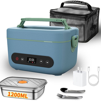 Boîtes à lunch électriques chauffantes automatiques portables intelligentes avec minuterie, batterie rechargeable, chauffage 5 faces, contrôle numérique, pour la maison et l'extérieur