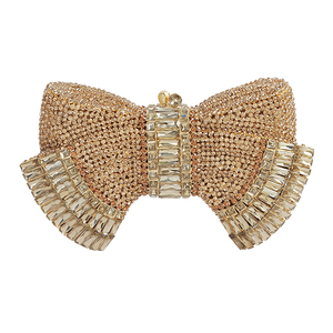 Sweet Bowknot-shaped Crystal Diamond Evening Purse Cute Women Chain Shoulder Bag for Cocktail Banquet - Product Image 5