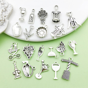 Antique Silver Alloy Wine Series Pendant Mixed Shapes DIY Jewelry Accessories For <b>Bracelet</b> Necklace Making - Product Image 4