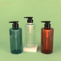 Flacon de shampooing Nouveau style Vente en gros 500ml Bouteille en plastique carrée Bouteilles en plastique transparentes Distributeur de savon pour cosmétiques