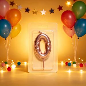 เทียนพาราฟินแบบไม่หยด ไม่มีกลิ่น หมายเลข 0 สีโรสโกลด์ ขนาด 6 ซม. สำหรับตกแต่งเค้กวันเกิด - Product Image 5