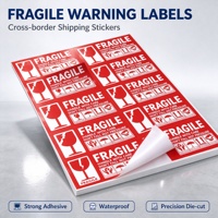 Autocollants d'avertissement fragiles rectangulaires imprimés en couleur, étiquettes adhésives en anglais pour cartons d'expédition, manipuler avec soin, ne pas laisser tomber