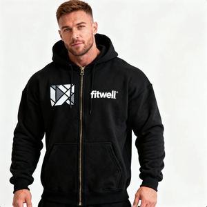 Tùy chỉnh Zip Up Heavyweight hoodie trống thời trang dạo phố Chất lượng cao logo của riêng bạn - Product Image 4