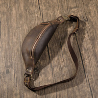 Sac banane vintage en cuir Crazy Horse pour hommes sacs à bandoulière en cuir imperméable pour la taille sac de taille pour hommes
