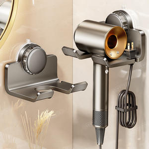 Soporte de Pared para Secador de Pelo con Succión, Color Gris Metálico, Rectangular, de Aluminio Fundido a Presión, Moldeado en una Sola Pieza, Duradero - Product Image 2