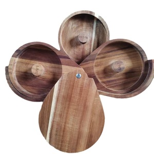 Tarro giratorio de tres niveles de madera de acacia con tapas para sal, azúcar, limón y condimentos, diseño giratorio en marrón oscuro. - Product Image 5