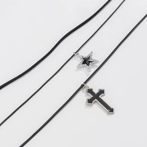 Juego de 3 Collares con Colgante de Estrella/Cruz con Incrustaciones de Diamantes de Imitación Estilo Hip Hop para Hombre, Cadenas de Clavícula Punk, Accesorios de Joyería, Regalo - Product Image 6