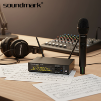 Microphone portable sans fil Soundmark G-100, petit et moyen, niveau de performance, alliage, piles AA, AC 110-240V, bande passante 40 MHz, 100 m