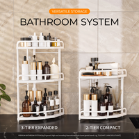 Étagère d'angle sur pied à 3 niveaux en acier au carbone perforé pour salle de bain et buanderie avec garde-corps de drainage – Vente en gros