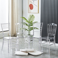 Chaise Chiavari empilable en plastique transparent pour salle à manger, salon, appartement, école, entrée, chambre, hôpital, usage commercial et intérieur