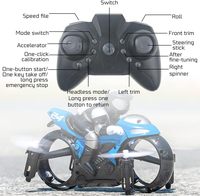 DWI 2.4GHz télécommande moto jouets 2 en 1 terre et air amphibie moto Drone enfants extérieur télécommande jouets
