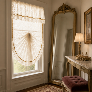 Rideau romain vintage en dentelle royale, voilage à volants floraux délicats filtrant la lumière pour salon et chambre, taille personnalisée, vente en gros - Product Image 3