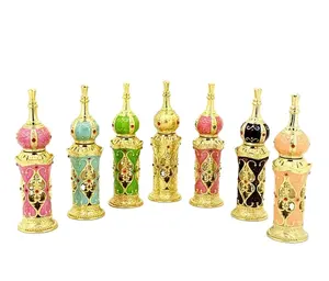 12ML botellas de aceite esencial recargables vacías Royal Antiqued Metal estilo Oriente Medio Dubai gota botella de Perfume decoración regalos