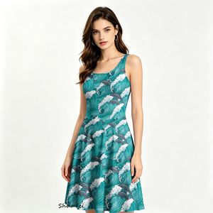 Dolphin Print Dress - Summer Casual Maxi Style for Women