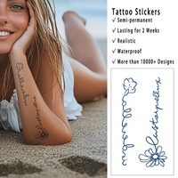 Stiker Tato Transfer Air Sementara dengan Desain Bahasa Bunga, Bahan Kertas Tahan Air, Tahan 2 Minggu untuk Seni Wajah/Tubuh
