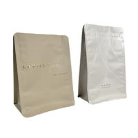 Sacs d'emballage pour café Cailyn à fond plat, laminés en PE, 4 couches, toucher doux, recyclables, avec valve d'air, fermeture éclair, certifiés LFGB/FDS