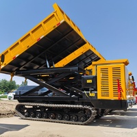 Camion benne sur chenilles en caoutchouc de 6 tonnes, conception à chenilles larges, levage hydraulique de conteneurs, hauteur de levage maximale de 2 m, camion benne tout-terrain