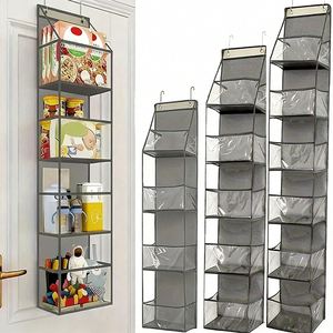 Wholesale 4/5/6 Shelf Sturdy Large Capacity Over the Door Hanging Pantry Organizer Room Organizer with Clear <b>Plastic</b> Pockets - Product Image 1