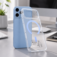 Étui de téléphone magnétique haute transparence pour iPhone, coque antichoc, coque arrière en PC avec anneau magnétique