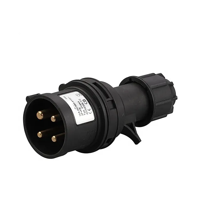 Aoda IP44 4P 16A 250V IEC60309 Pin & Sleeve black industrial plug & socket 4 pin