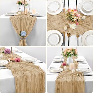 <span class=keywords><strong>Chemin</strong></span> de <span class=keywords><strong>table</strong></span> rustique en gaze de coton pour mariage, 10 pieds, tissu bohème <span class=keywords><strong>beige</strong></span>, décoration de <span class=keywords><strong>table</strong></span> pour mariage, dîner, événements - Product Image 3