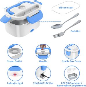 Home and Car Use Safe Stainless Steel Portable Electric <b>Lunch</b> Box Food Warmer / Self Heat Electric LunchBox - Product Image 3