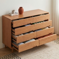Commode en bois massif à 8 tiroirs de style japonais moderne avec rangement pour chambre et salon, garantie 5 ans