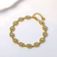 Bracelet géométrique ovale en acier inoxydable 316L plaqué or 18 carats avec zircone cubique colorée CYNYA pour femme, cadeau idéal pour le bureau/la carrière