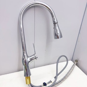Stainless Steel Electroplated Pull Out Kitchen Faucet Single Handle Deck <b>Mounted</b> Modern Brass Valve Core - Product Image 4
