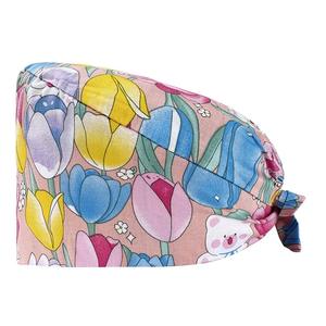 Elastic Scrub <b>Hat</b> Beauty Salon Work <b>Hats</b> Pet Shop <b>Christmas</b> New Year Scrub Caps uniform Cotton Cartoon Printing Sweat-absorbent - Product Image 3